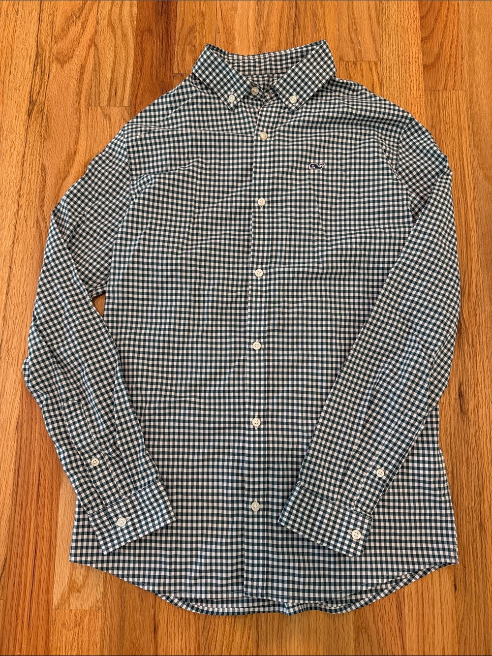 Vineyard Vines Green and White Gingham Button-Down Shirt
